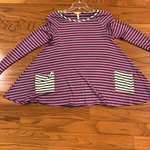 Matilda Jane Size Medium purple striped pocketed top.  Like new